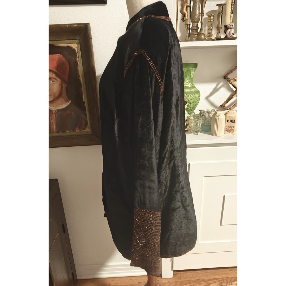 Soft Surroundings Velvet Black Heavy Beaded Beads Embellished Jacket Size 1X EUC - Picture 2 of 11